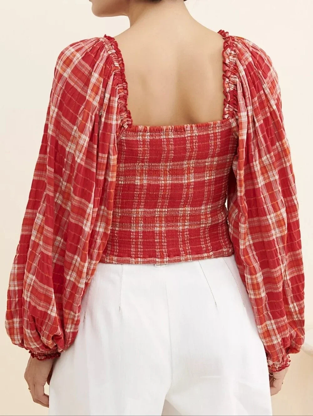 Free People Cherry Bomb Plaid Blouse